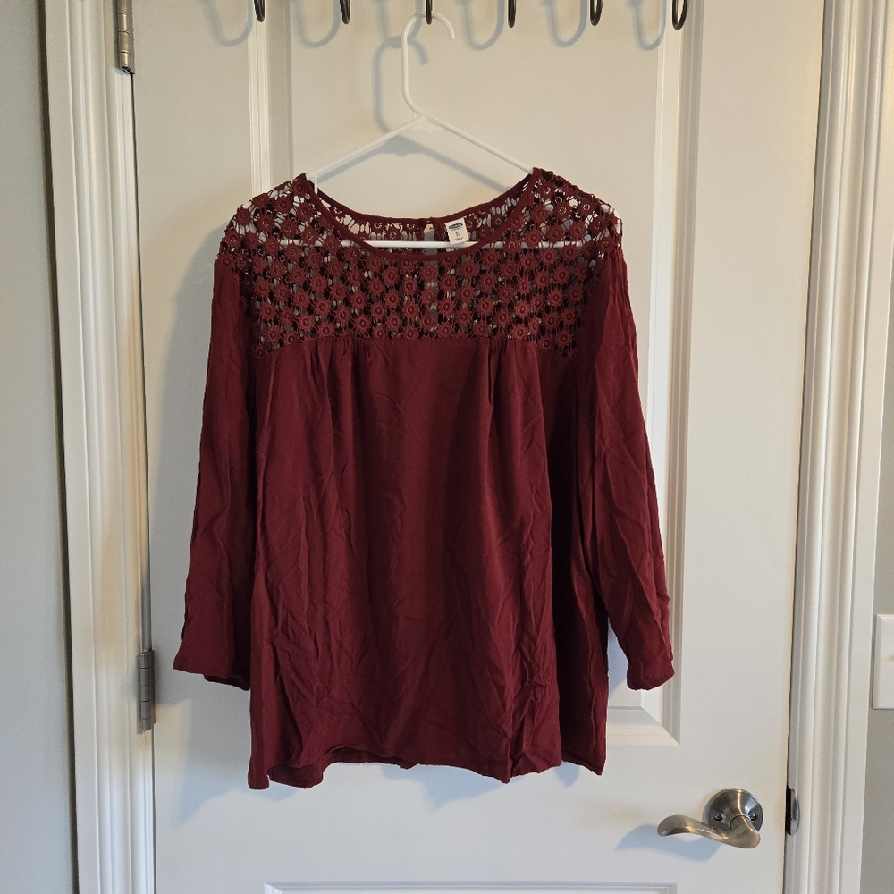 Old Navy Red Lace Crochet Boho Top